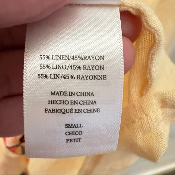 RAILS S Marley tie yellow floral spring short sleeve linen blouse shabby chic - Picture 7 of 13